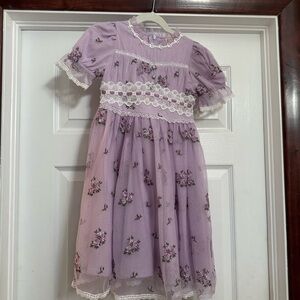 Ivy City Co mini Elsie Lilac Floral Lace Overlay Dress